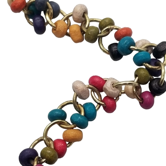 SO BRAND NWT MULTICOLORED WOOD BEAD CHAIN NECKLACE - Picture 2 of 6
